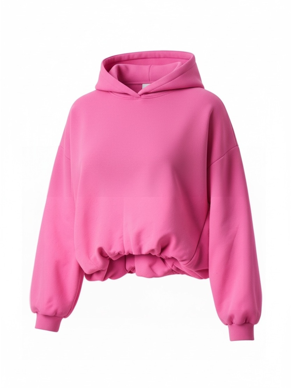 Women's Solid Long Sleeve Bubble Hem Pullover Sweatshirt - Size Large